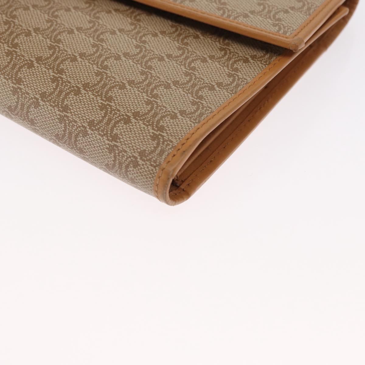 CELINE Macadam Canvas Long Wallet PVC Beige Gold Auth 164073V