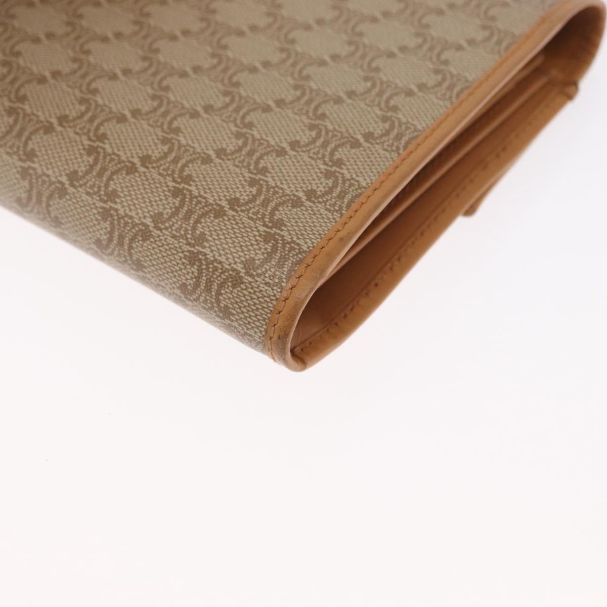 CELINE Macadam Canvas Long Wallet PVC Beige Gold Auth 164073V
