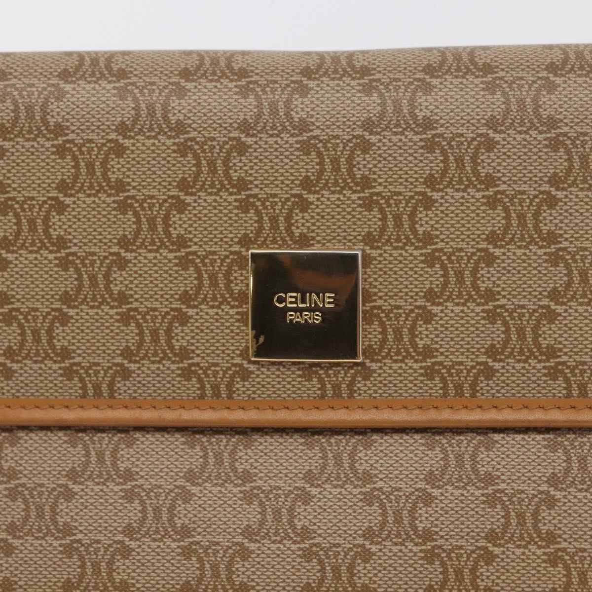 CELINE Macadam Canvas Long Wallet PVC Beige Gold Auth 164073V