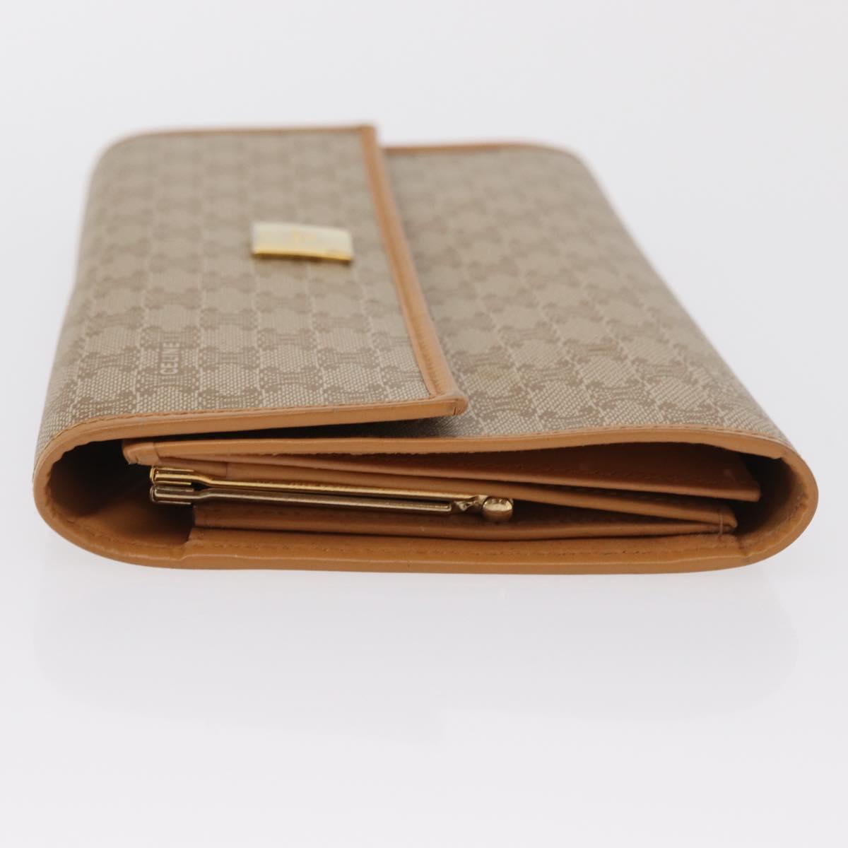 CELINE Macadam Canvas Long Wallet PVC Beige Gold Auth 164073V