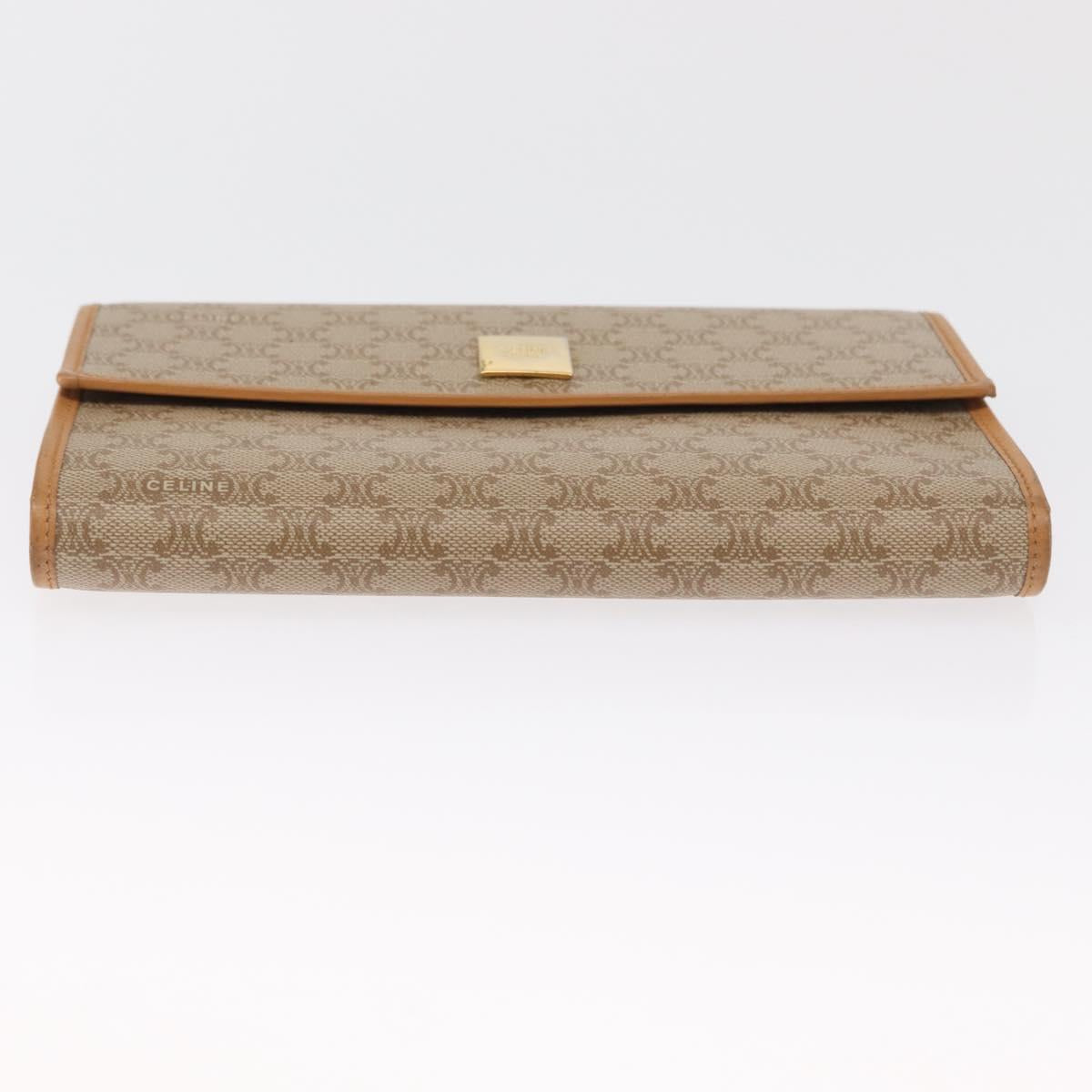 CELINE Macadam Canvas Long Wallet PVC Beige Gold Auth 164073V