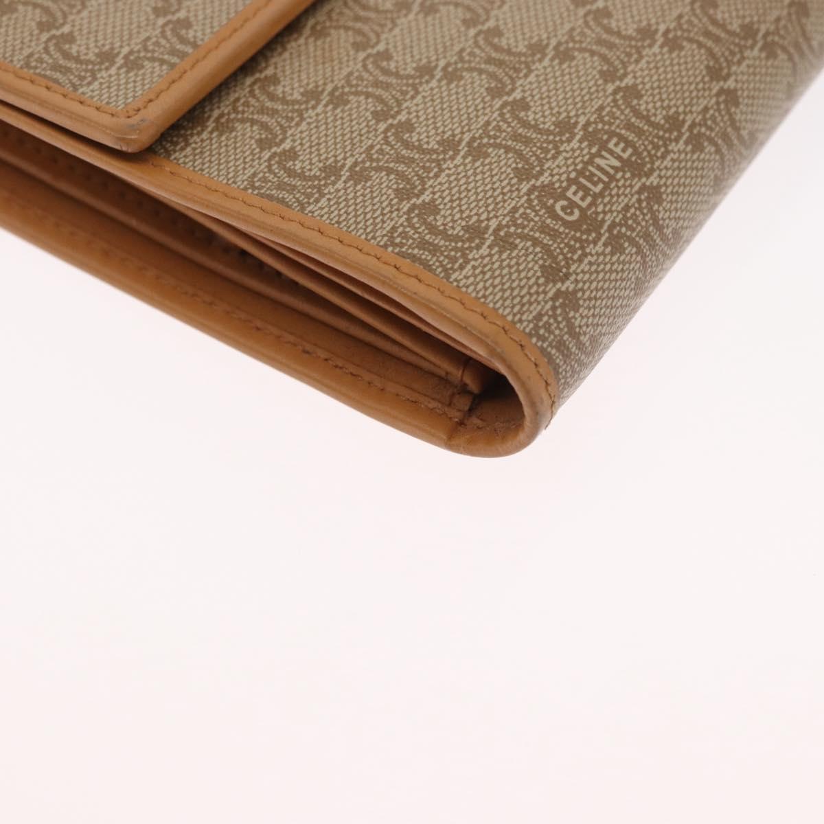 CELINE Macadam Canvas Long Wallet PVC Beige Gold Auth 164073V