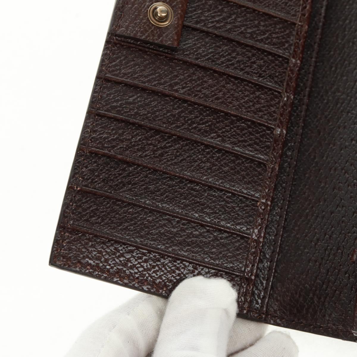 GUCCI Long Wallet Leather Dark Brown Gold 322104 Auth 164074V