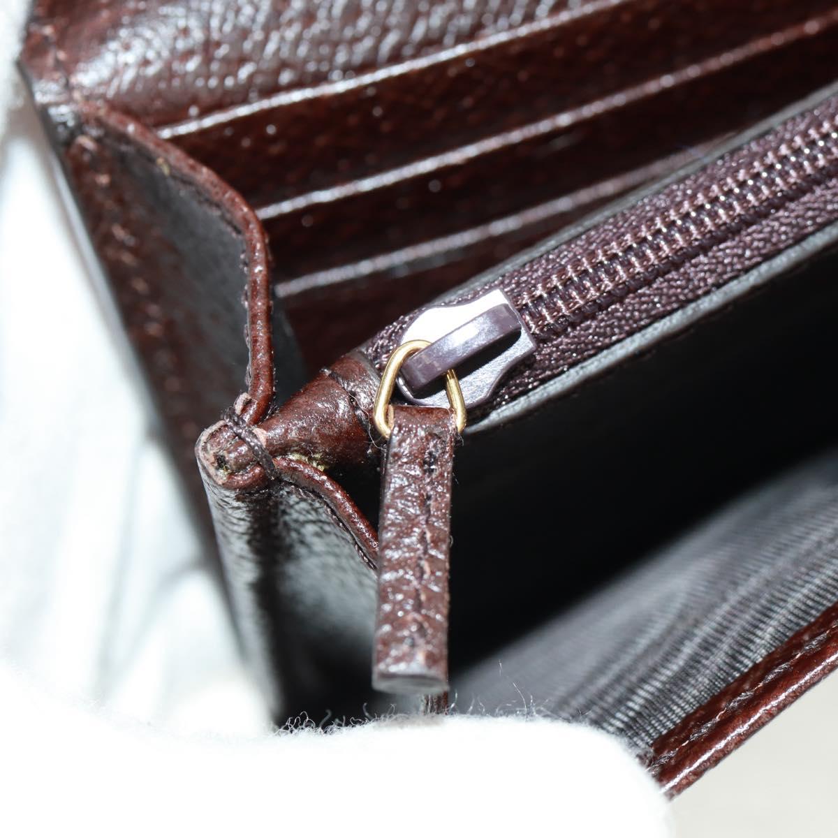 GUCCI Long Wallet Leather Dark Brown Gold 322104 Auth 164074V