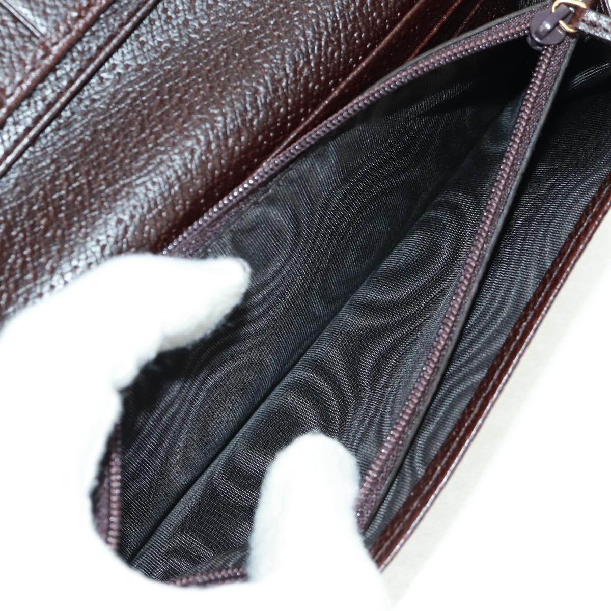 GUCCI Long Wallet Leather Dark Brown Gold 322104 Auth 164074V