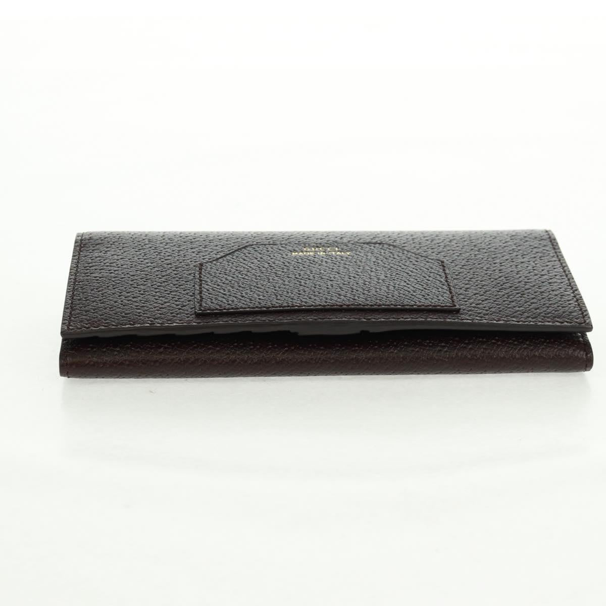 GUCCI Long Wallet Leather Dark Brown Gold 322104 Auth 164074V