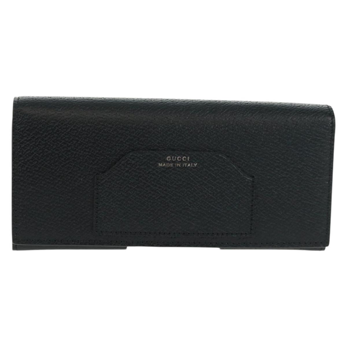 GUCCI Long Wallet Leather Black Silver 322104 Auth 164075V