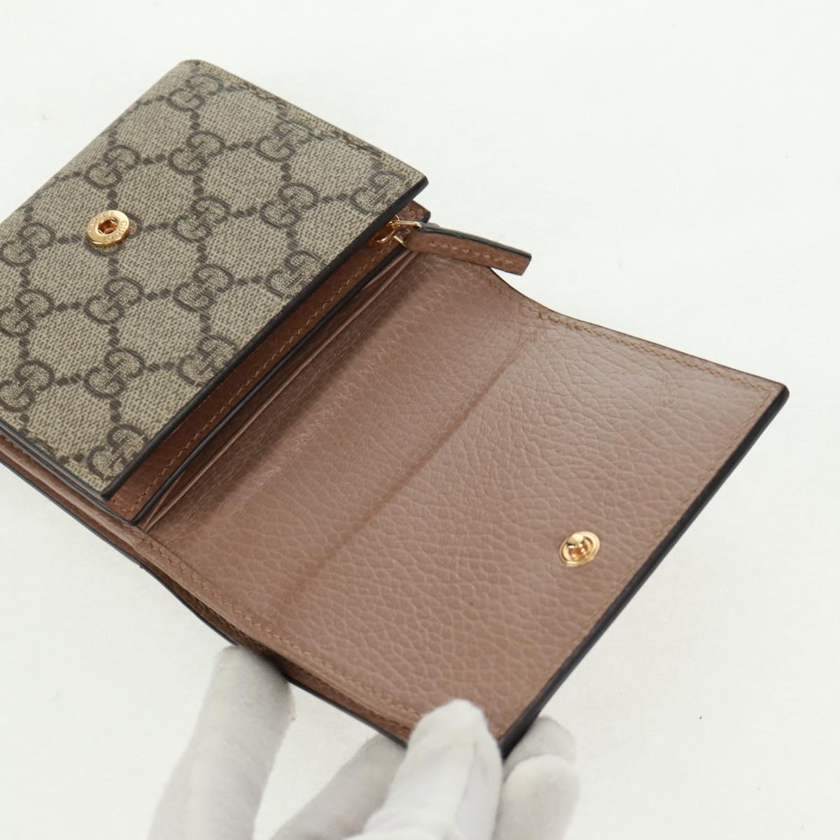 GUCCI GG Supreme Long Wallet PVC Beige Gold 598587 Auth 164076V