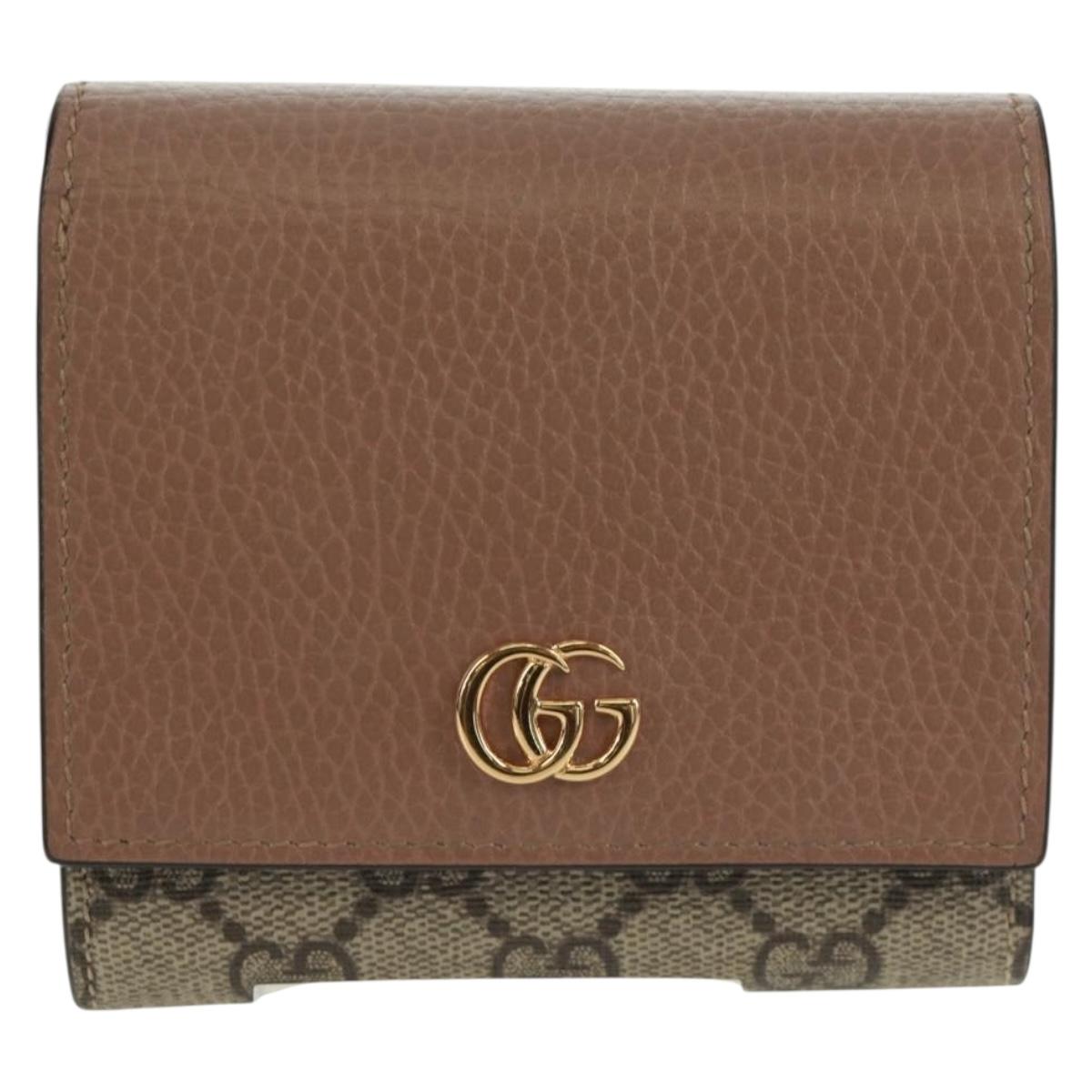GUCCI GG Supreme Long Wallet PVC Beige Gold 598587 Auth 164076V