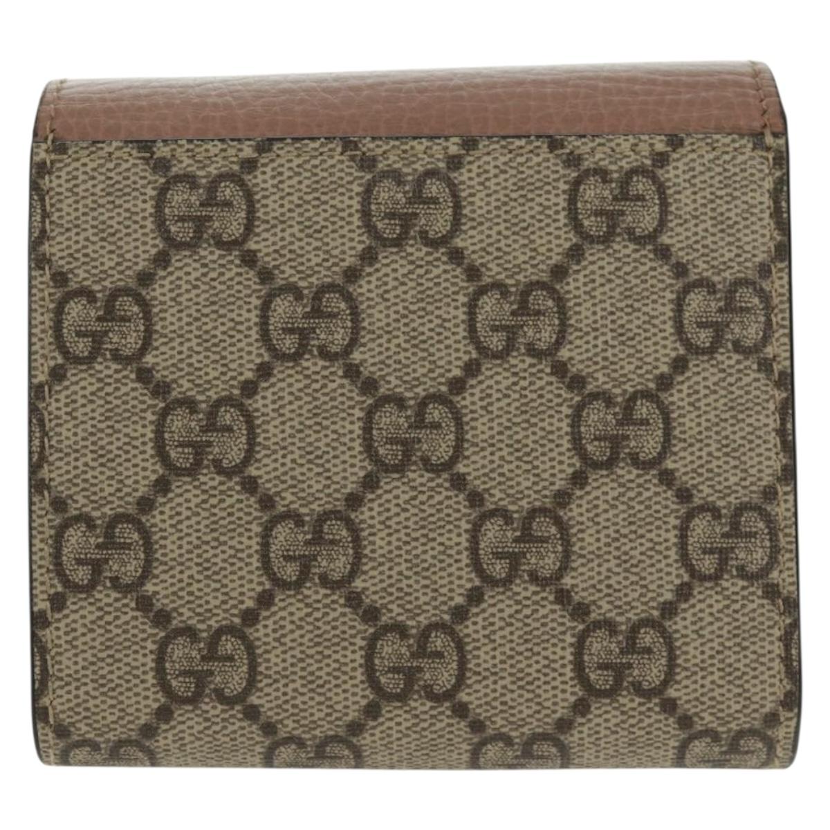 GUCCI GG Supreme Long Wallet PVC Beige Gold 598587 Auth 164076V