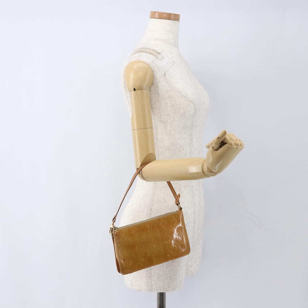 LOUIS VUITTON Monogram Vernis Lexington Accessory Pouch Beige M91010 Auth 164080
