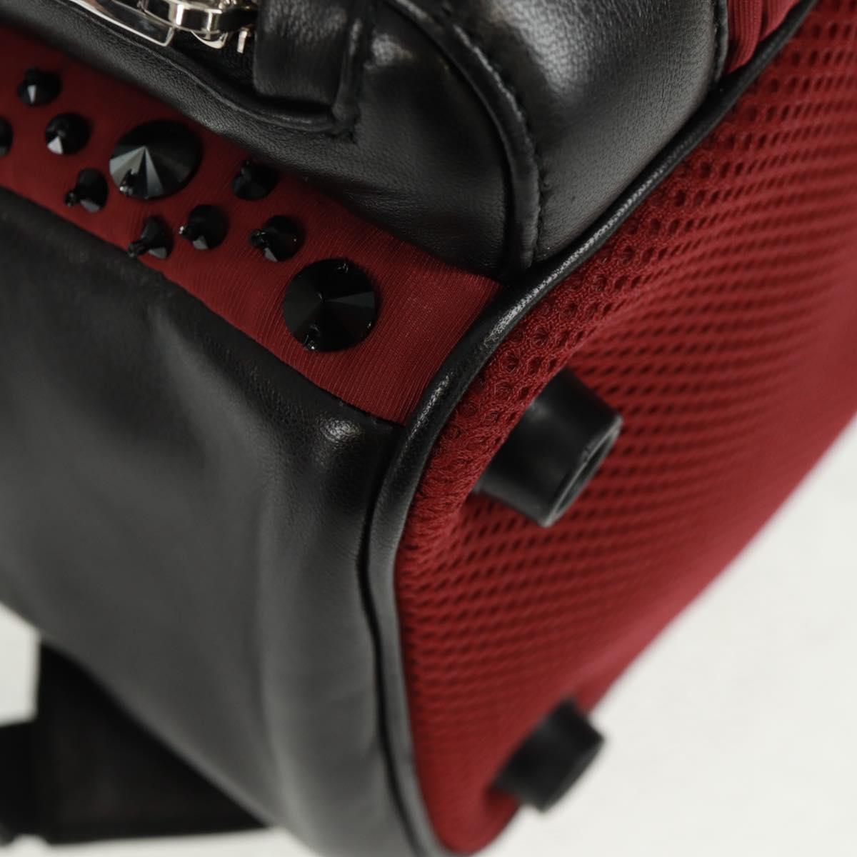 Miu Miu Backpack Nylon Leather Wine Red 5BZ005 Auth 164089SAV