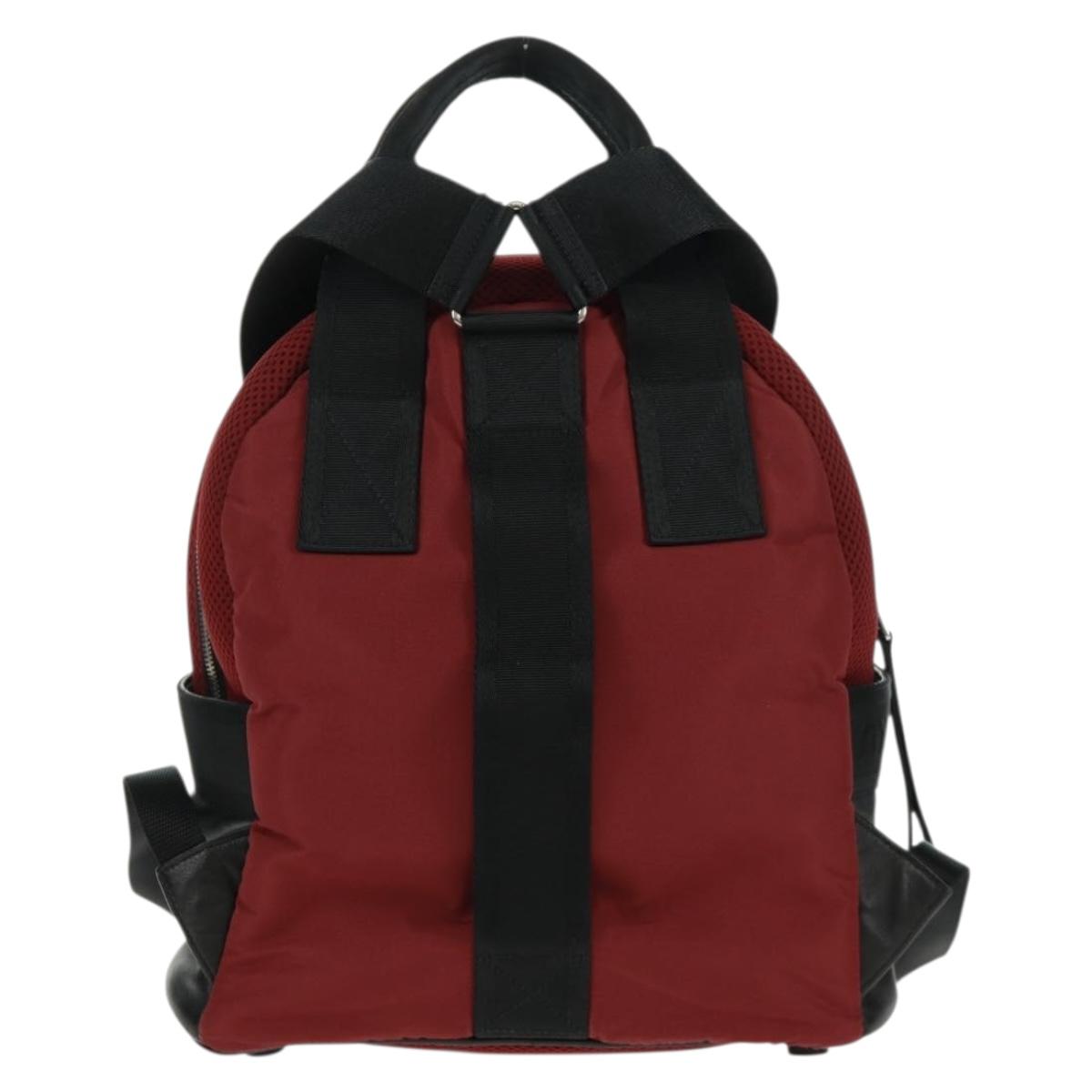 Miu Miu Backpack Nylon Leather Wine Red 5BZ005 Auth 164089SAV