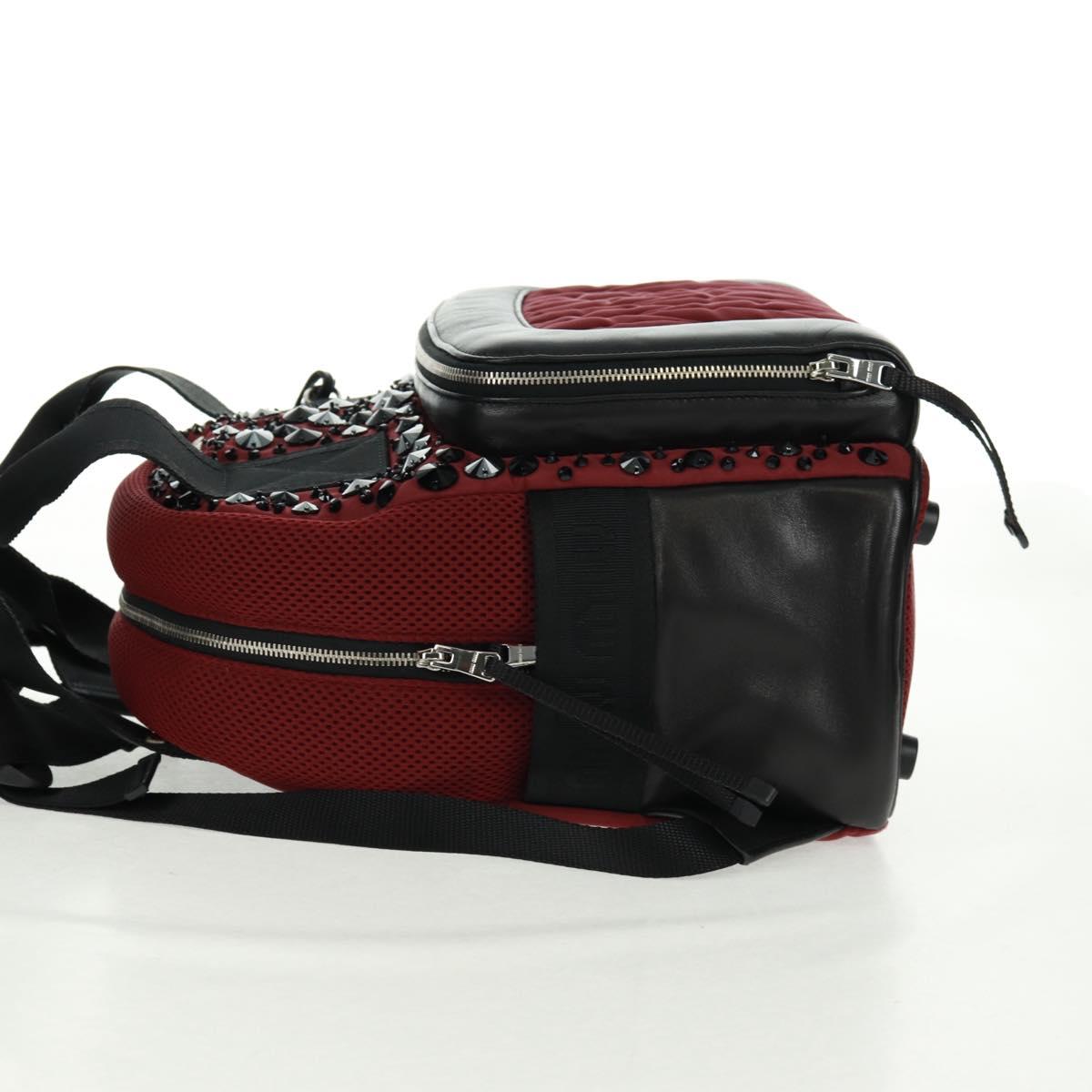 Miu Miu Backpack Nylon Leather Wine Red 5BZ005 Auth 164089SAV