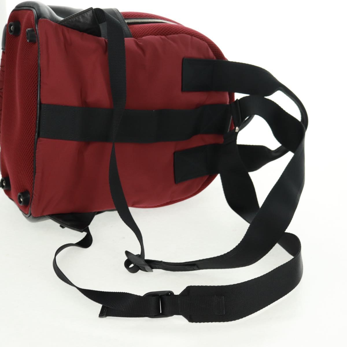 Miu Miu Backpack Nylon Leather Wine Red 5BZ005 Auth 164089SAV