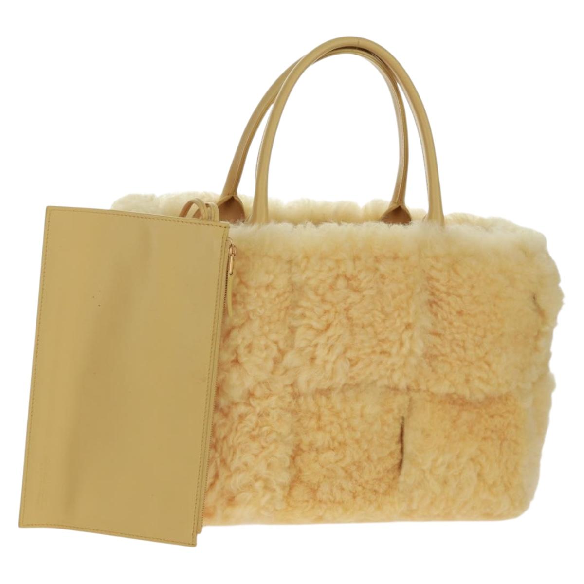 BOTTEGA VENETA INTRECCIATO Small Alcoat Bag Mouton Yellow 652867 Auth 164090SAM