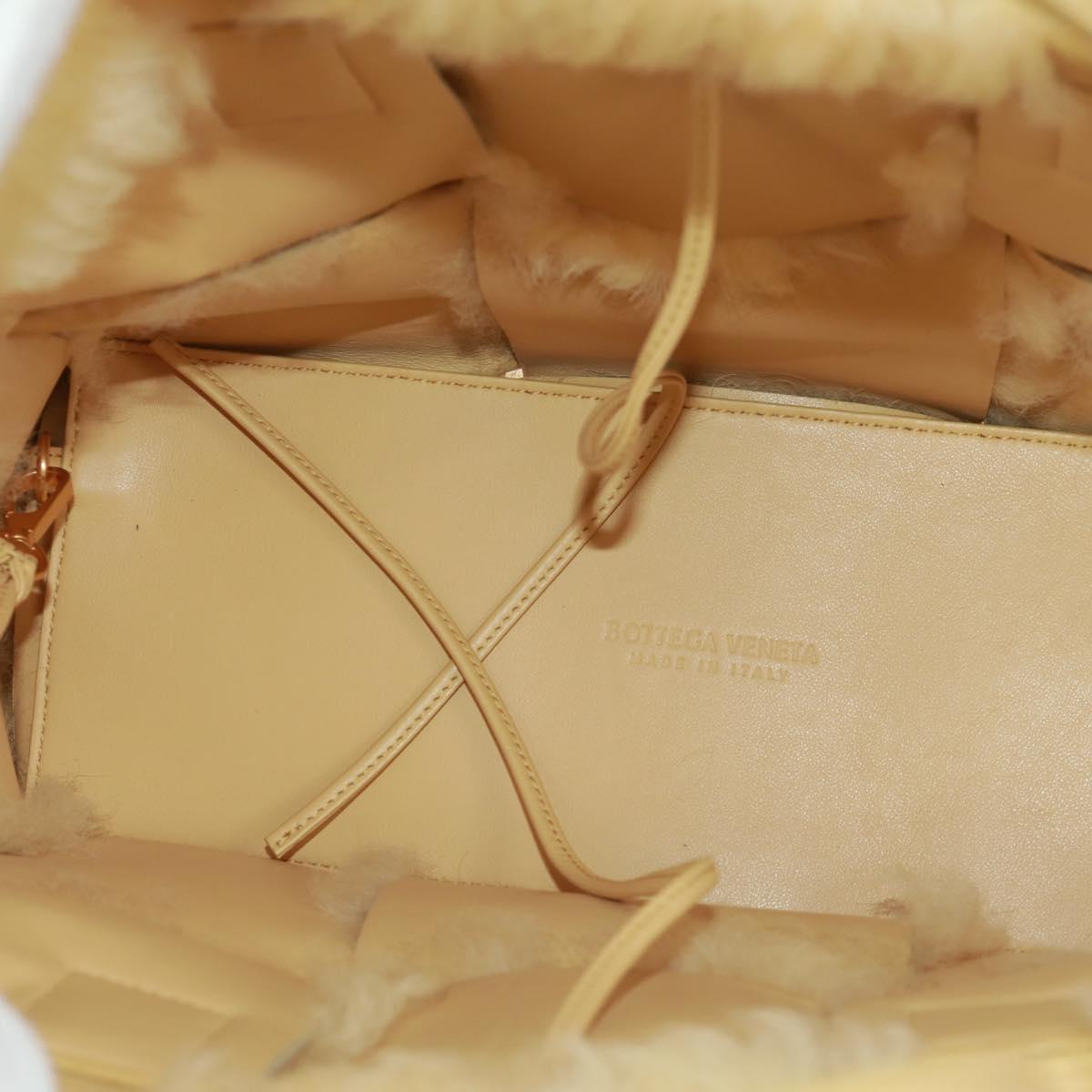 BOTTEGA VENETA INTRECCIATO Small Alcoat Bag Mouton Yellow 652867 Auth 164090SAM