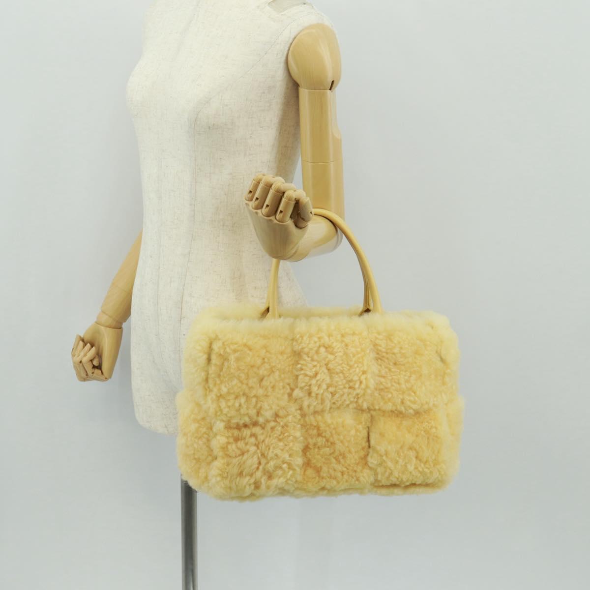 BOTTEGA VENETA INTRECCIATO Small Alcoat Bag Mouton Yellow 652867 Auth 164090SAM