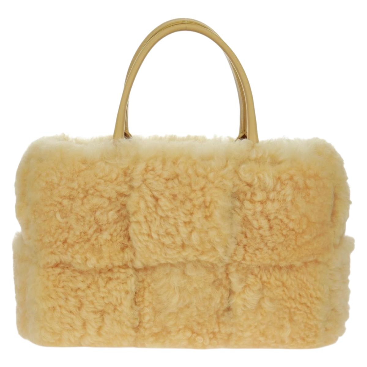 BOTTEGA VENETA INTRECCIATO Small Alcoat Bag Mouton Yellow 652867 Auth 164090SAM