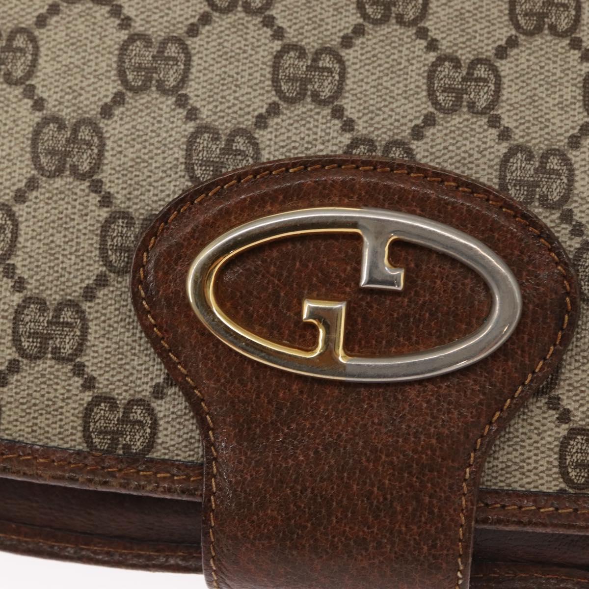 GUCCI GG Supreme Shoulder Bag PVC Beige Gold Auth 164102