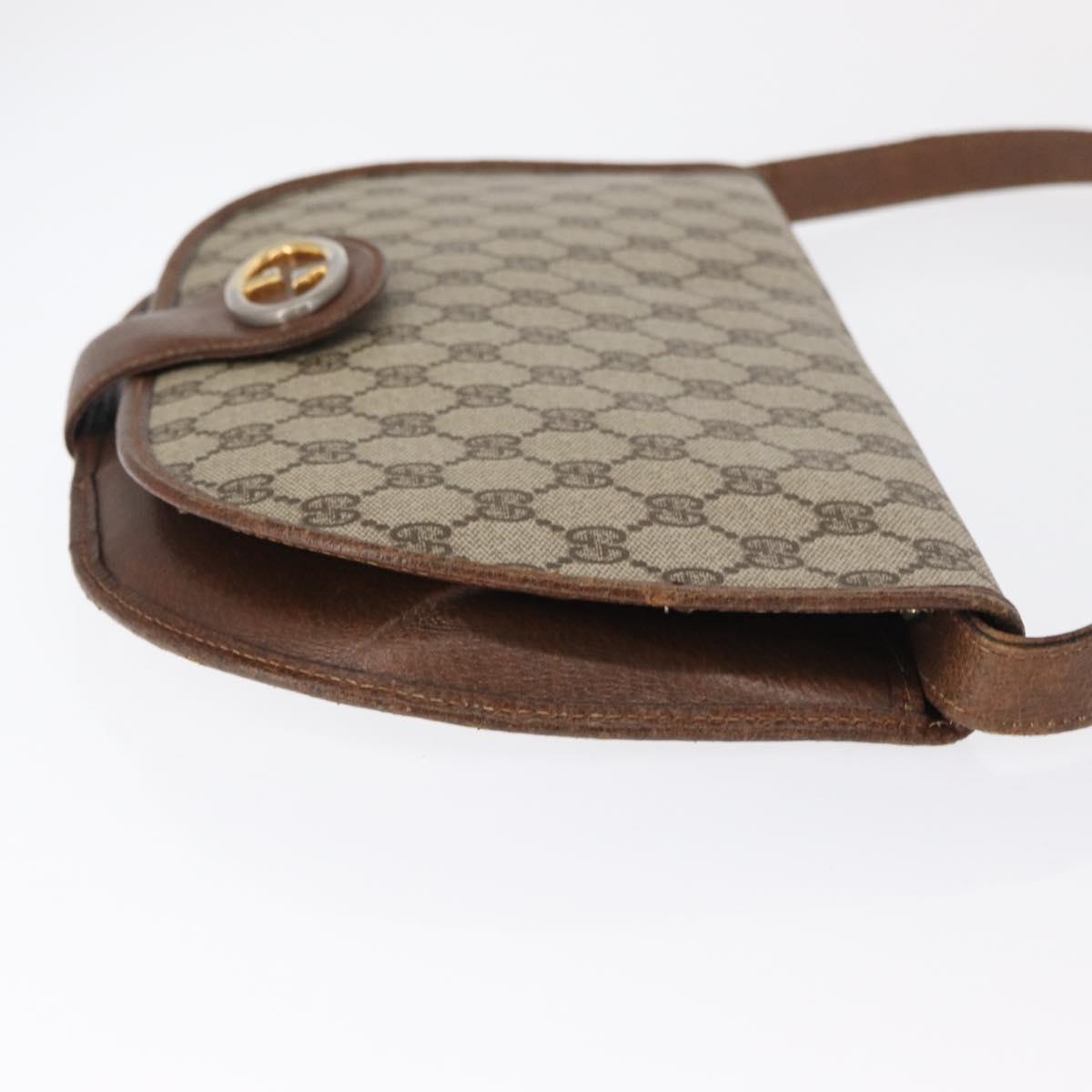 GUCCI GG Supreme Shoulder Bag PVC Beige Gold Auth 164102