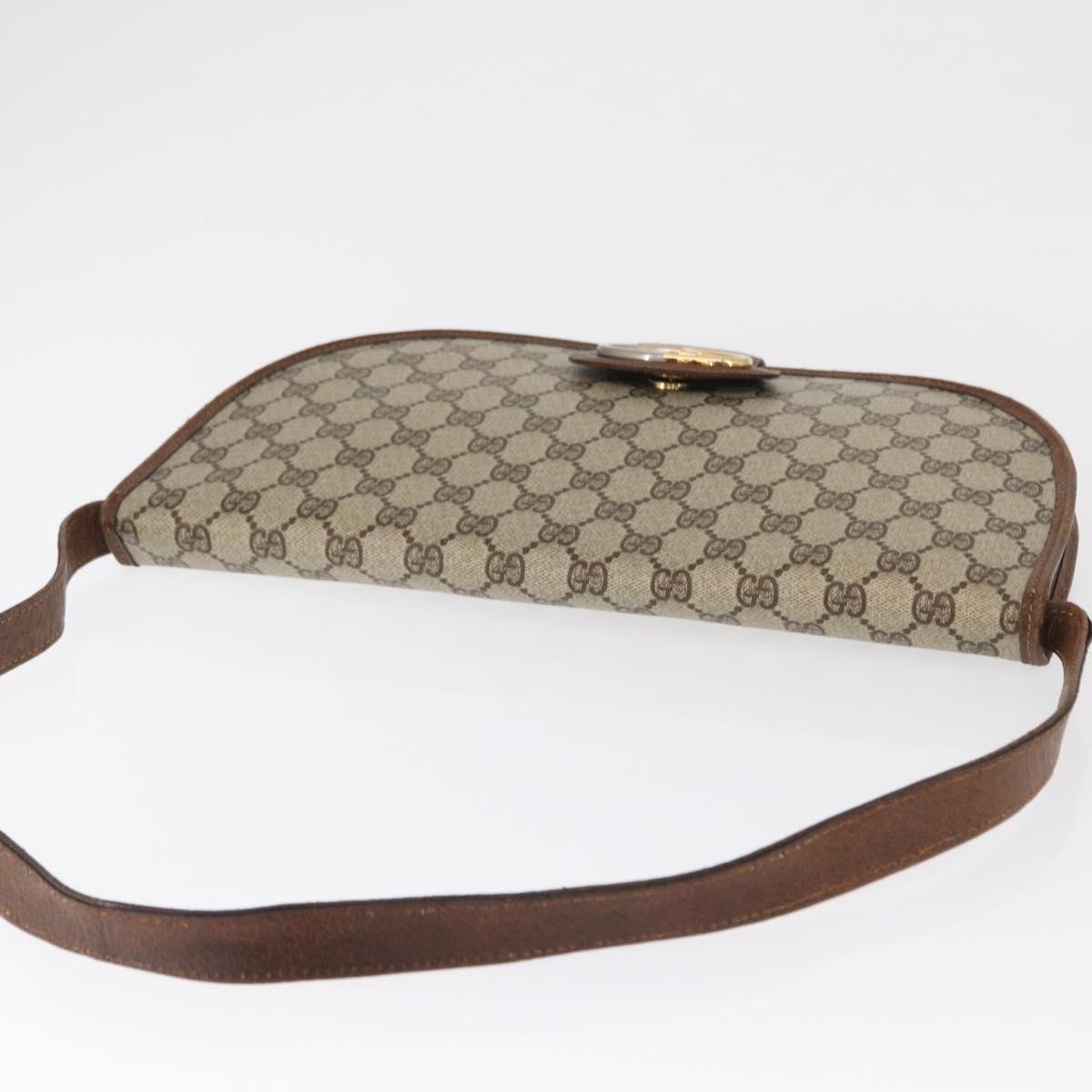 GUCCI GG Supreme Shoulder Bag PVC Beige Gold Auth 164102