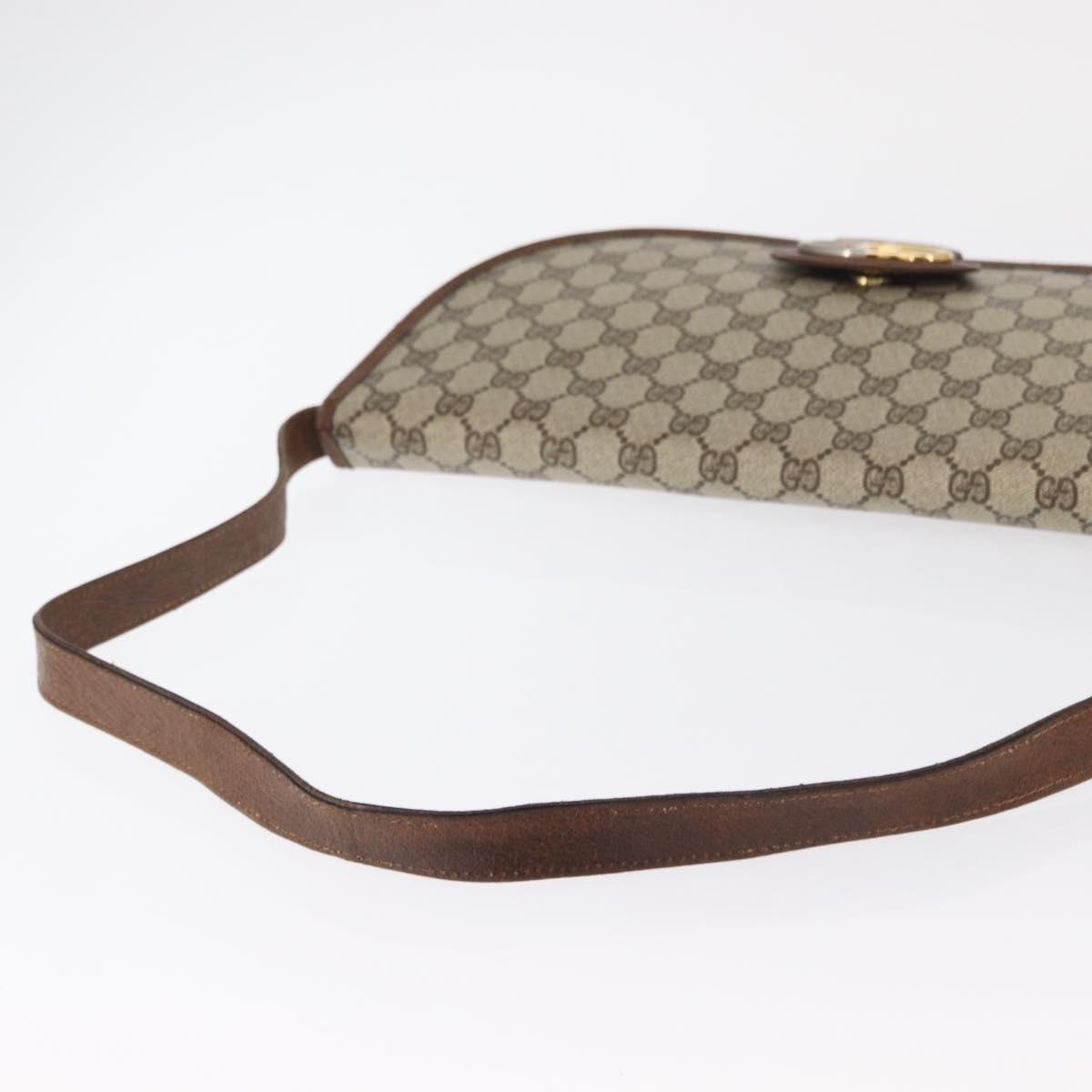GUCCI GG Supreme Shoulder Bag PVC Beige Gold Auth 164102