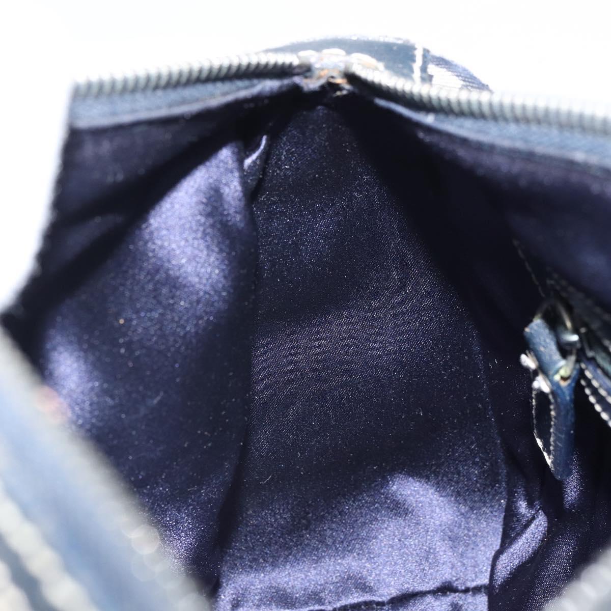 FENDI Zucchino Canvas Hand Bag Navy Silver Auth 164113