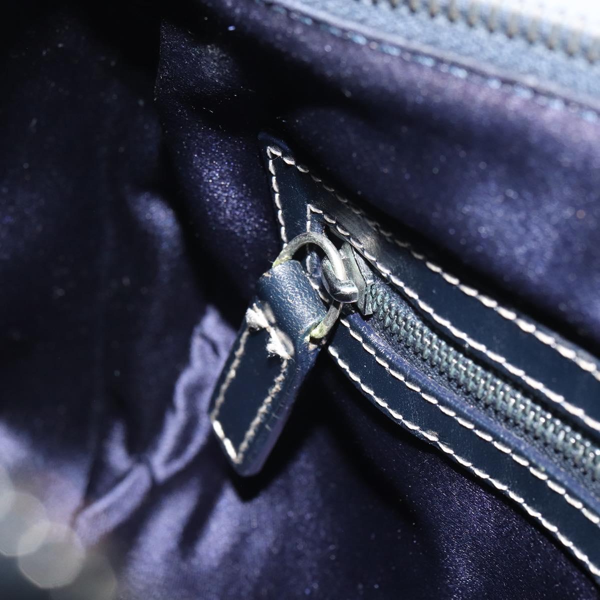 FENDI Zucchino Canvas Hand Bag Navy Silver Auth 164113