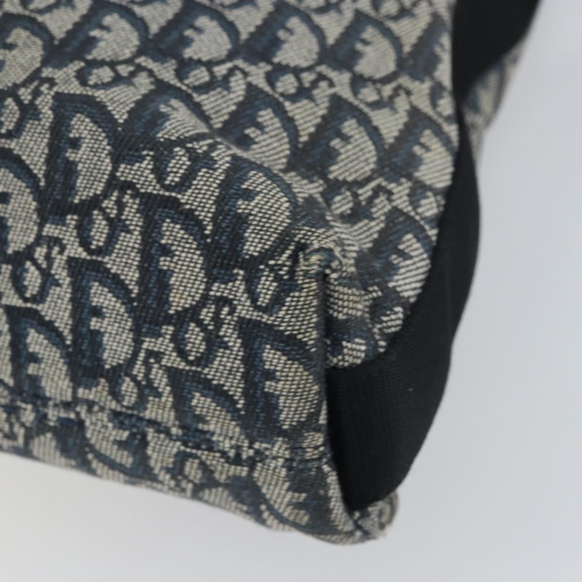 Christian Dior Trotter Canvas Shoulder Bag Navy Silver Auth 164126