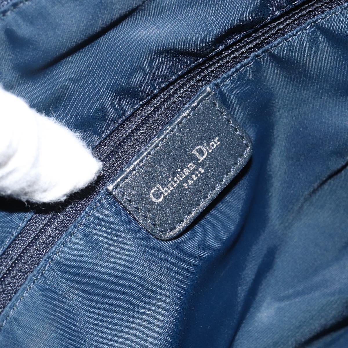 Christian Dior Trotter Canvas Shoulder Bag Navy Silver Auth 164126