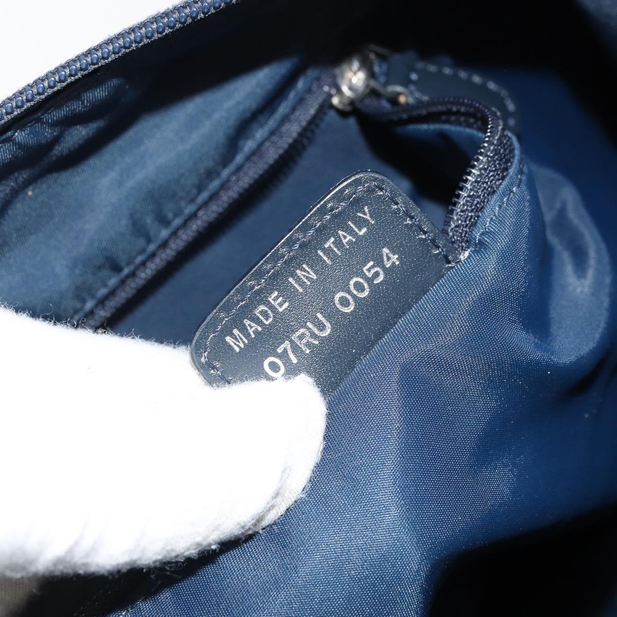 Christian Dior Trotter Canvas Shoulder Bag Navy Silver Auth 164126