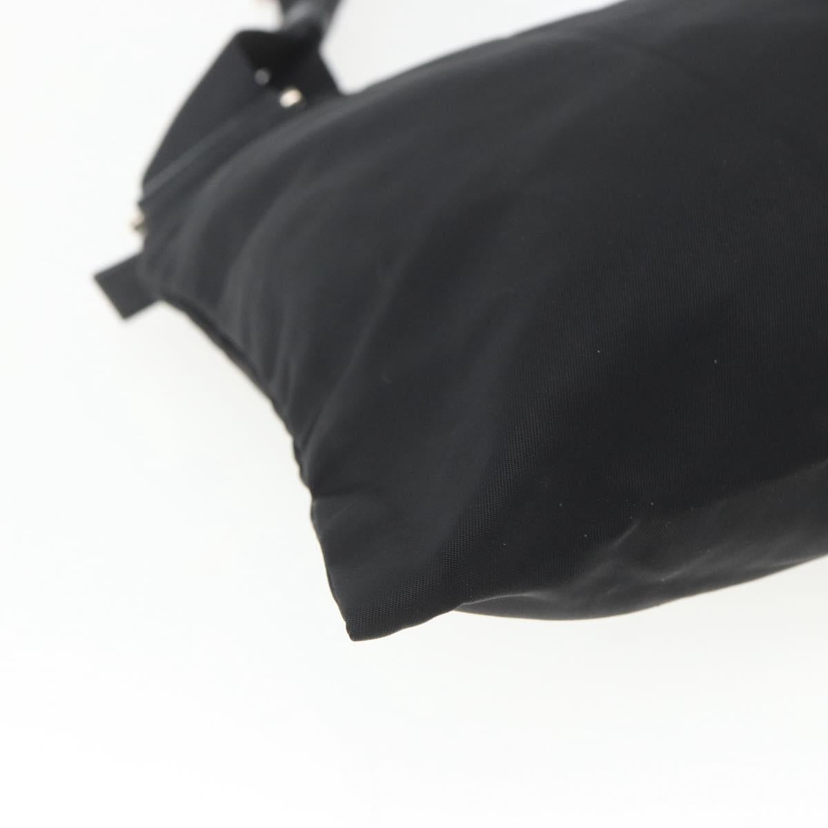 PRADA Shoulder Bag Nylon Black Silver Auth 164134