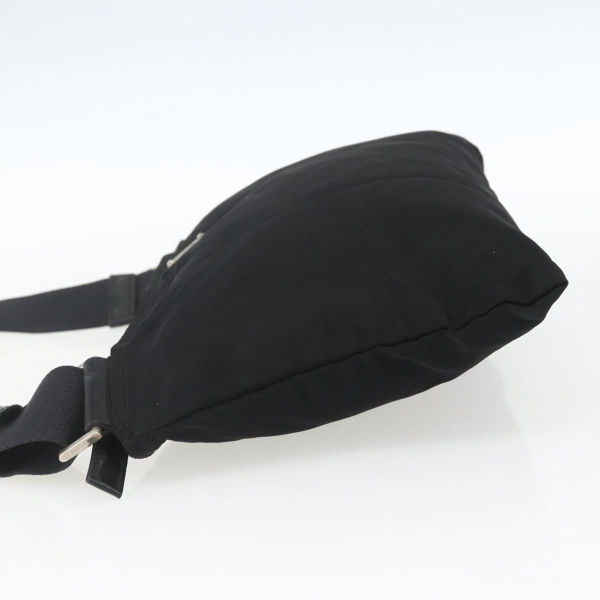PRADA Shoulder Bag Nylon Black Silver Auth 164134