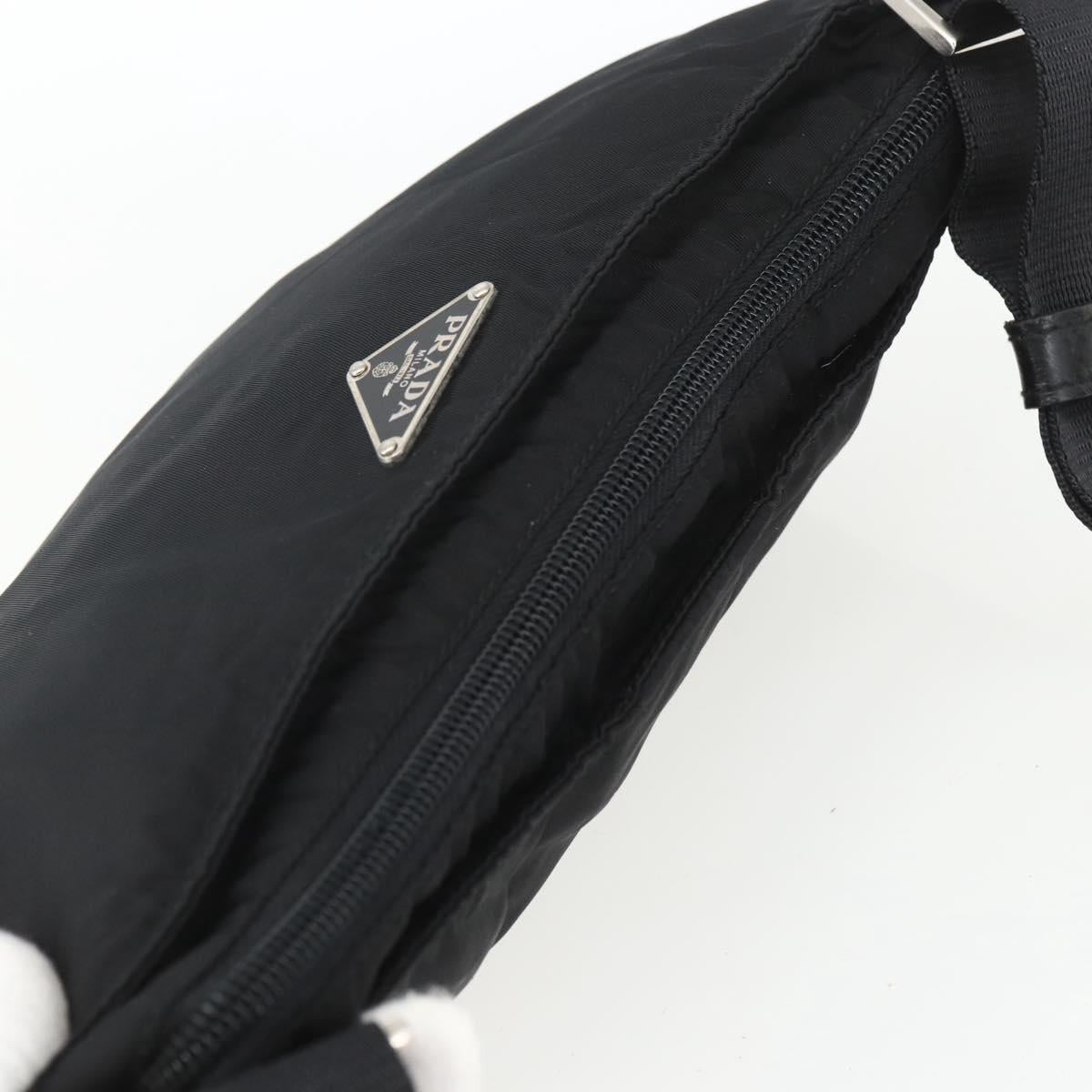 PRADA Shoulder Bag Nylon Black Silver Auth 164134