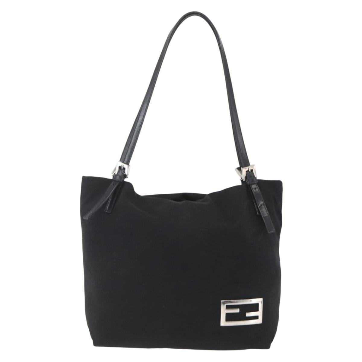 FENDI Tote Bag Black Silver Auth 164135