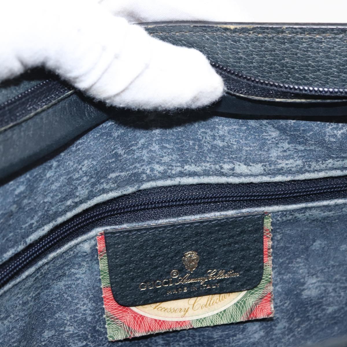 GUCCI GG Supreme Sherry Line Bag PVC Navy Gold Red 14 02 013 Auth 164136