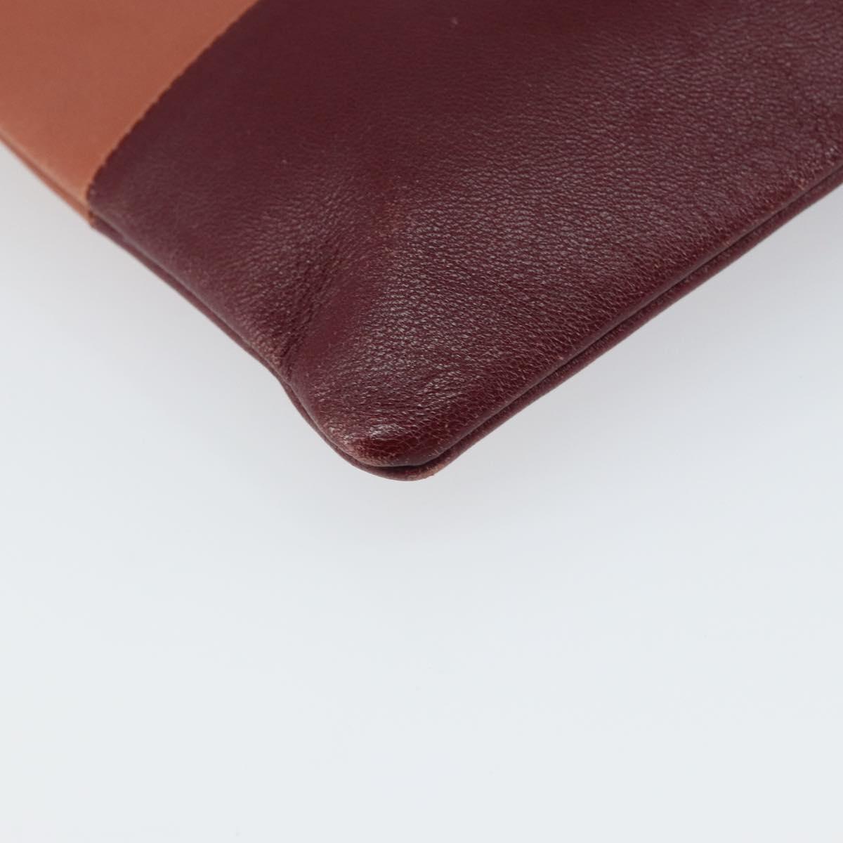 CELINE Clutch Bag Leather Pink Gold Auth 164138