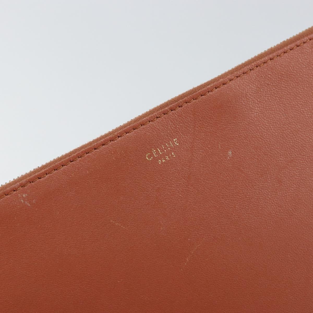 CELINE Clutch Bag Leather Pink Gold Auth 164138