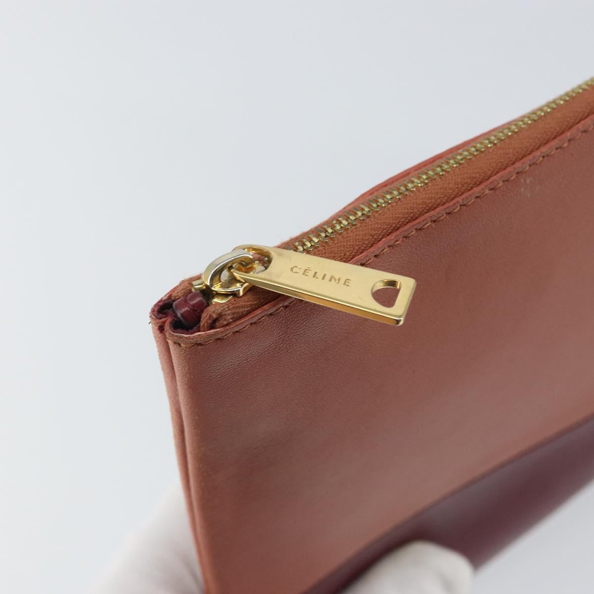 CELINE Clutch Bag Leather Pink Gold Auth 164138