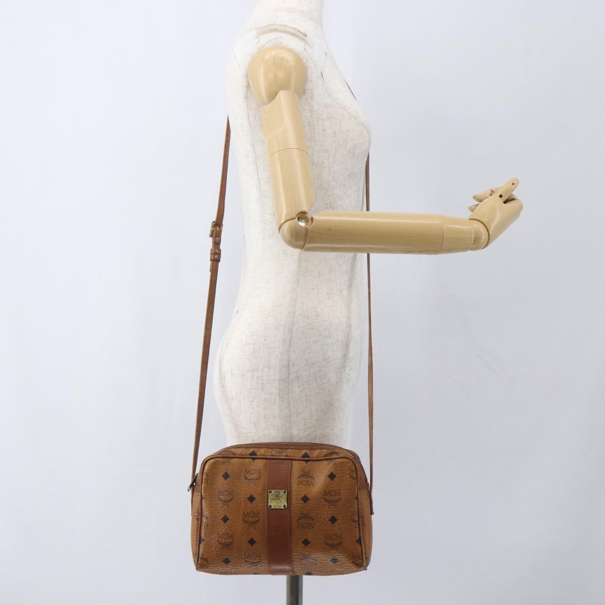MCM Logogram Vicetos Shoulder Bag PVC Leather Brown Gold Auth 164139