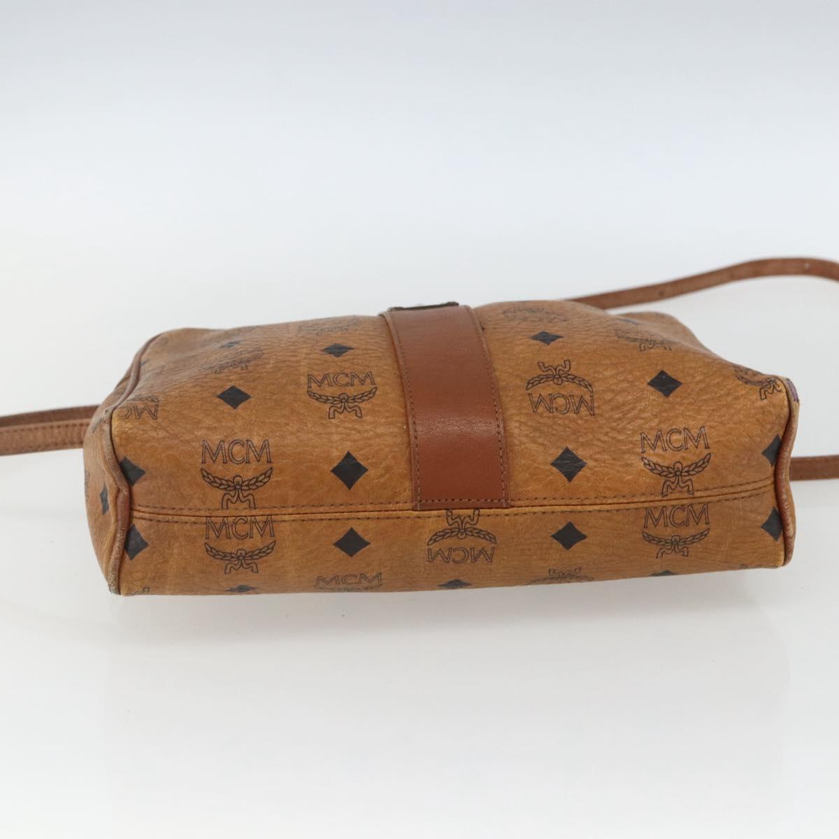 MCM Logogram Vicetos Shoulder Bag PVC Leather Brown Gold Auth 164139