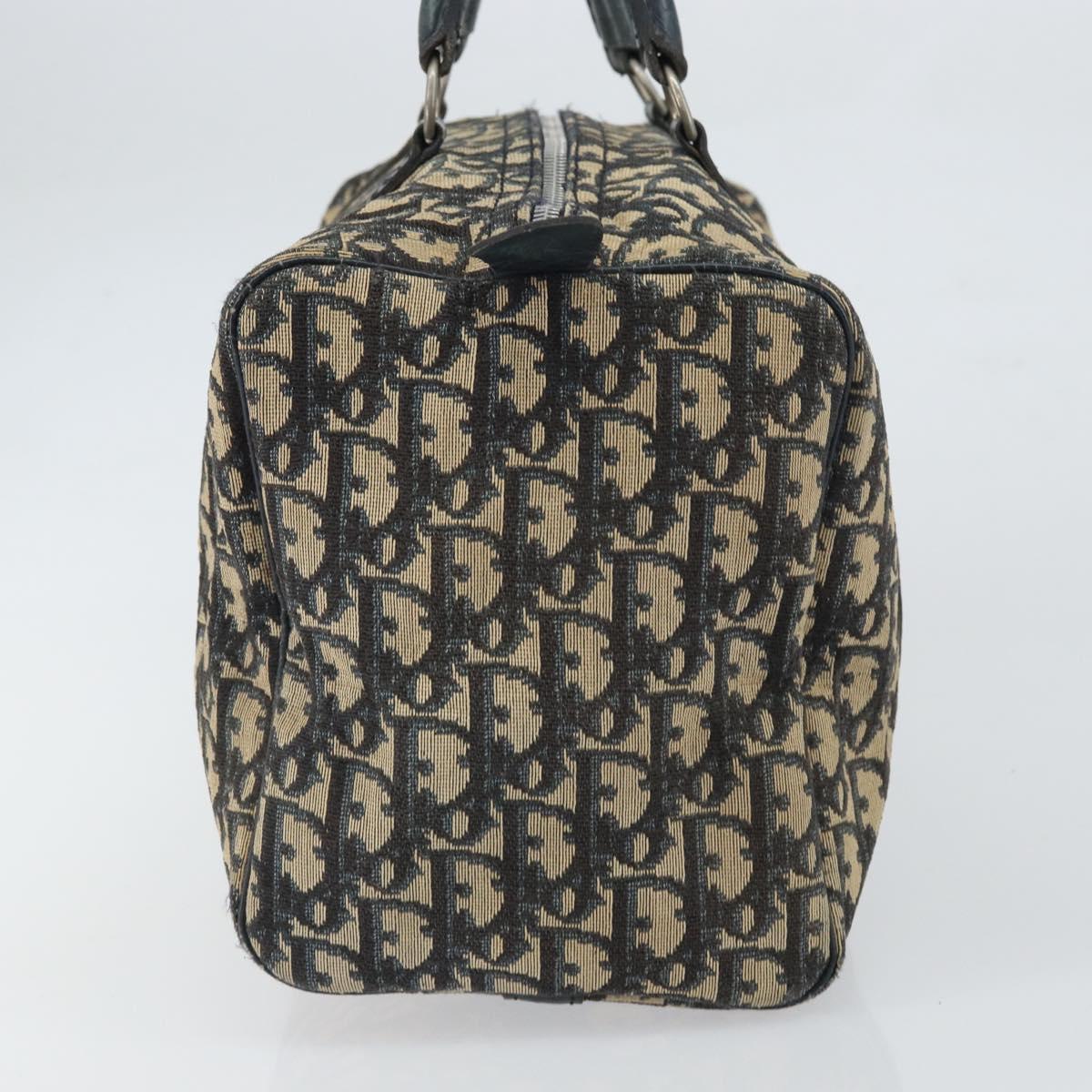Christian Dior Trotter Canvas Boston Bag Navy Silver Auth 164140