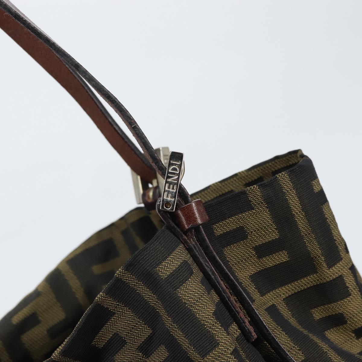 FENDI Zucca Canvas Tote Bag Black Brown Auth 164142