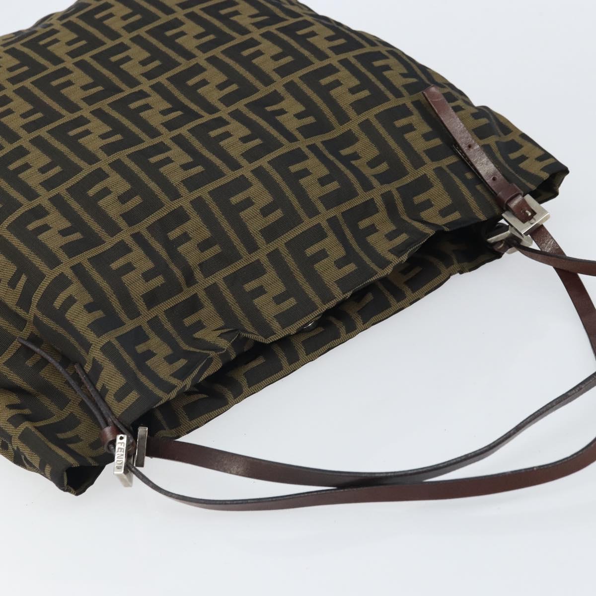 FENDI Zucca Canvas Tote Bag Black Brown Auth 164142