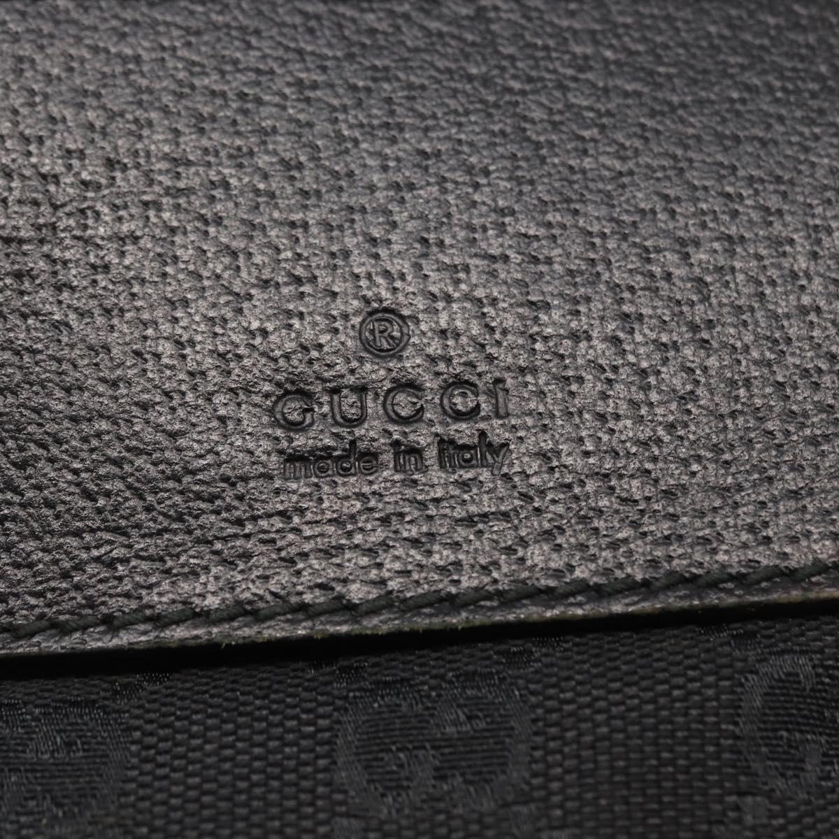 GUCCI GG Canvas Waist bag Black Silver 28566 Auth 164144