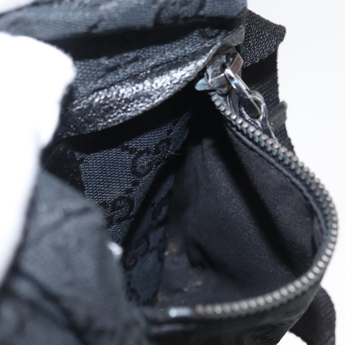 GUCCI GG Canvas Waist bag Black Silver 28566 Auth 164144