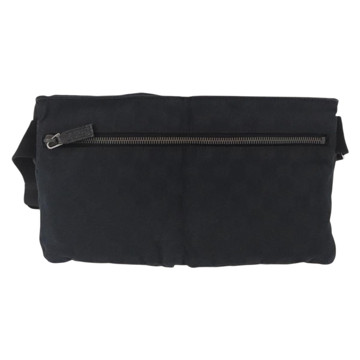 GUCCI GG Canvas Waist bag Black Silver 28566 Auth 164144