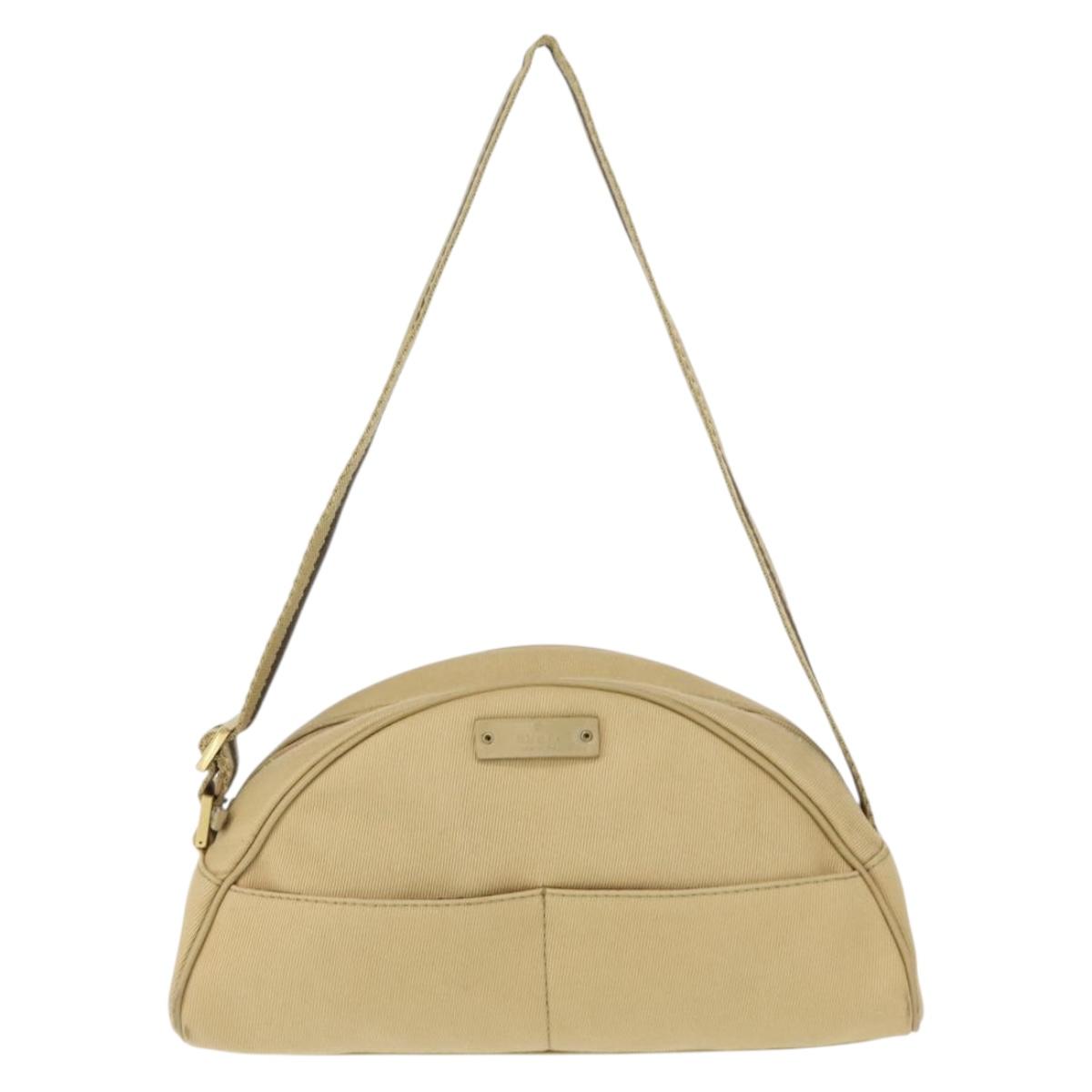 GUCCI Shoulder Bag Canvas Beige Gold 90781 Auth 164146