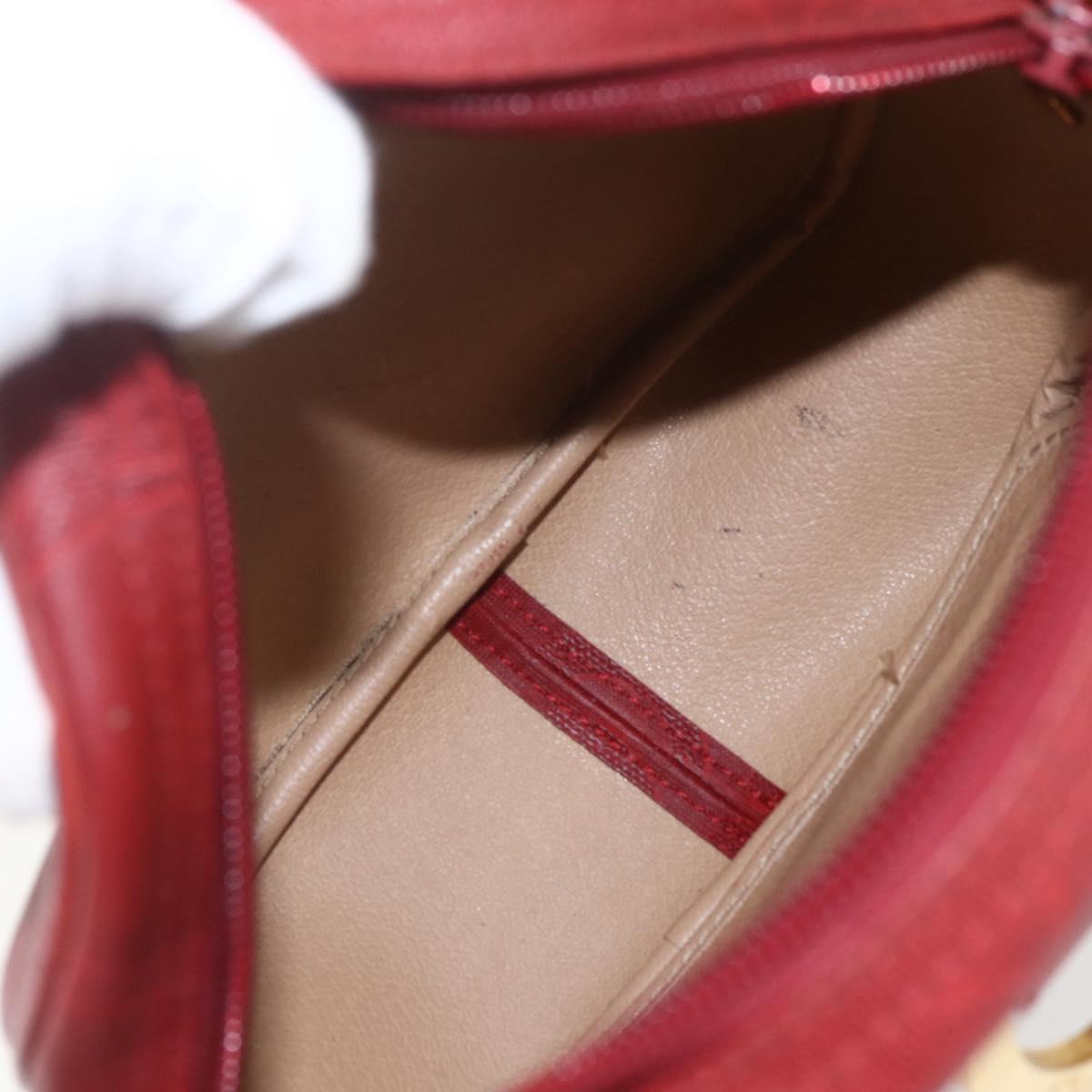 Christian Dior Trotter Canvas Shoulder Bag Red Gold Auth 164154